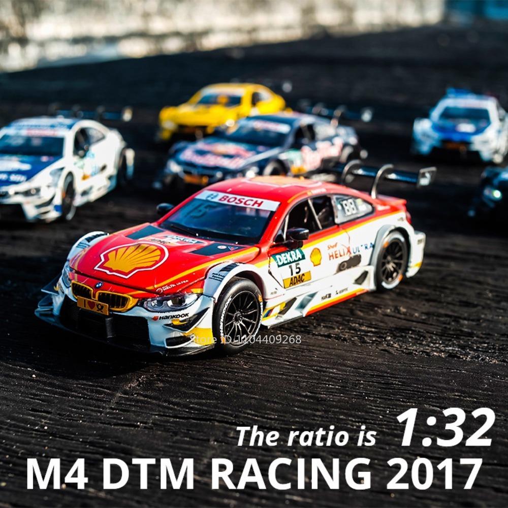 AAAOM1 1:32 Scale BMW M4 DTM Car Model Toy Doors Opened Metal Diecast Music Light Pull Back Racing Cars Models Toys Kids Hobby Gifts
