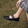 Fashion 2025 New Women Genuine Leather Mary Jane Flats Shoes Buckles Fashion Casual Square Toe Spring Summer Black Women Flat Shoes