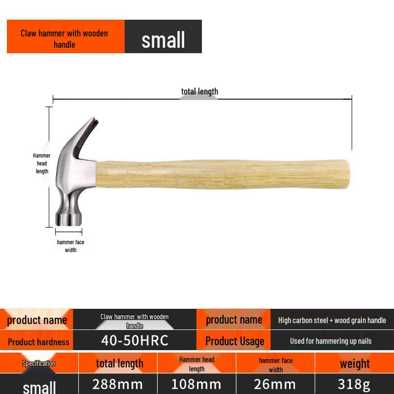 Osmihranné kladivo se čtvercovou hlavou s dřevěnou rukojetí, ideální pro těžké demoliční a zednické práce.