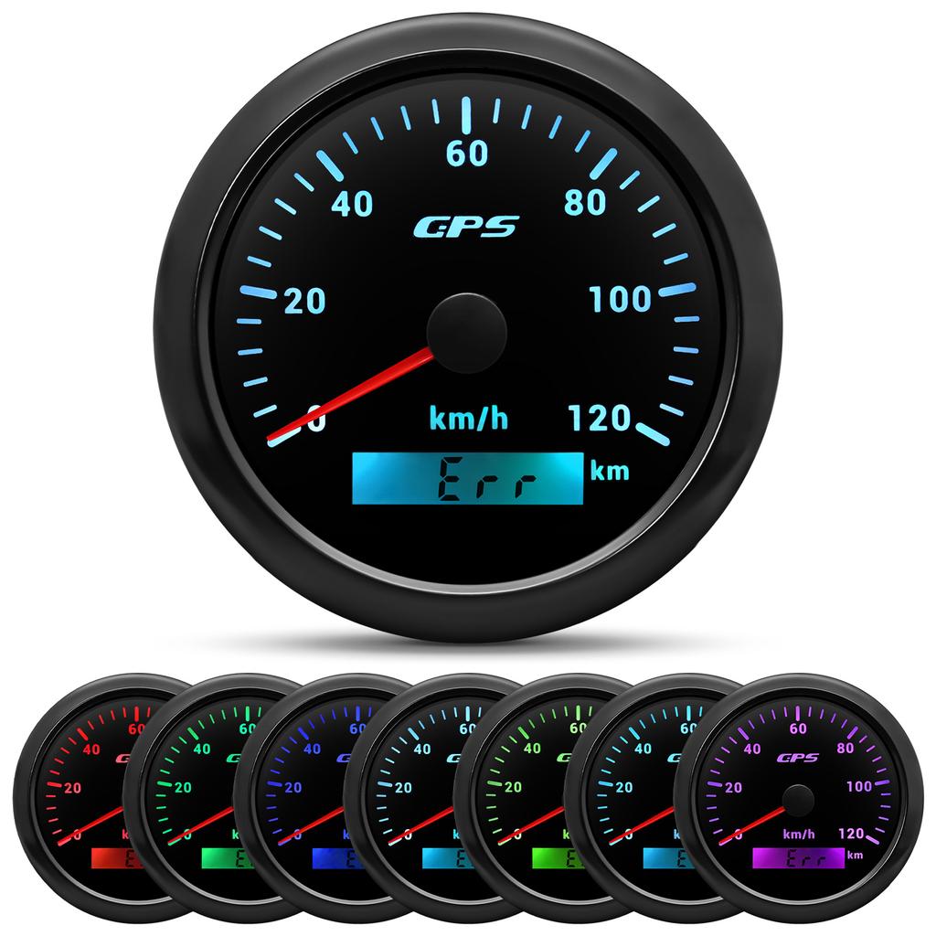 85MM GPS Speedometer For Motorcycle Marine Boat 7 Color Backlight 30~ 200 Km/h Boat Car Truck Speed Gauge Meter With GPS Antenna