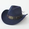 Hot-selling Top Hat, Ethnic Style Cow Label, Western Cowboy Top Hat, Rolled Brim, Retro Riding Hat, Woolen Felt Hat