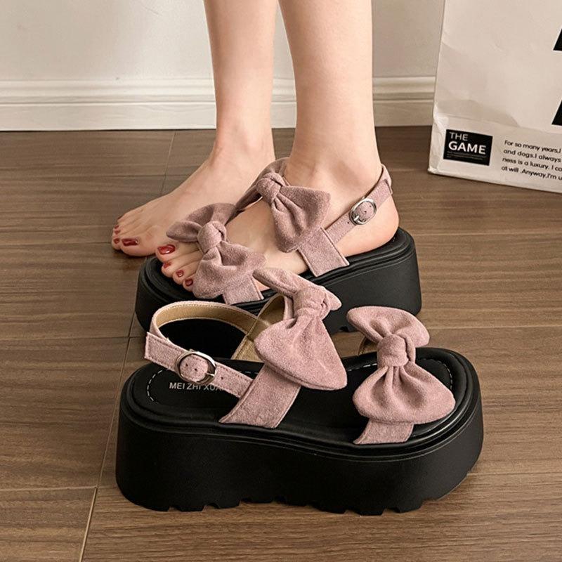 JX fashion one-word buckle with sandals summer platform casual bow one-pedal sandals