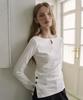 MARJE Side Button Hole T-Shirt White