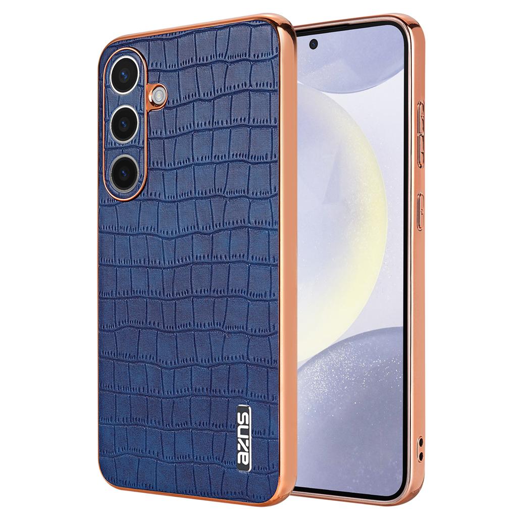 For Samsung Galaxy S24 Case Electroplating Crocodile Texture PU+TPU Anti-Drop Phone Cover