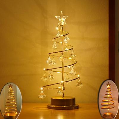 LED Crystal Diamond Christmas Tree Ornament Lights - Modern Minimalist Night Decoration