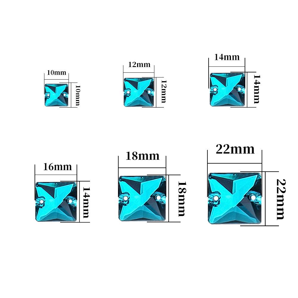 Crystal Glass Hand Sewn Drill, Square Fluorescent Flat Bottom Mocha Neon Dopamine Rhinestone Diy Clothing Accessories