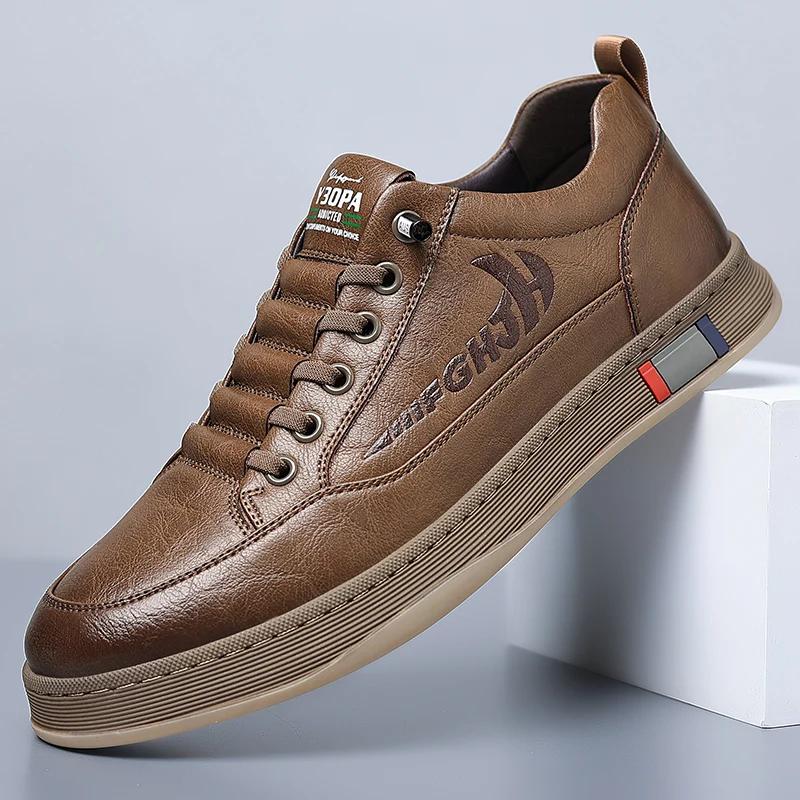 Men's Shoes  New Fall Trend Leather Upscale Leather Shoes Men's Soft-soled Sports Breathable Casual Shoes