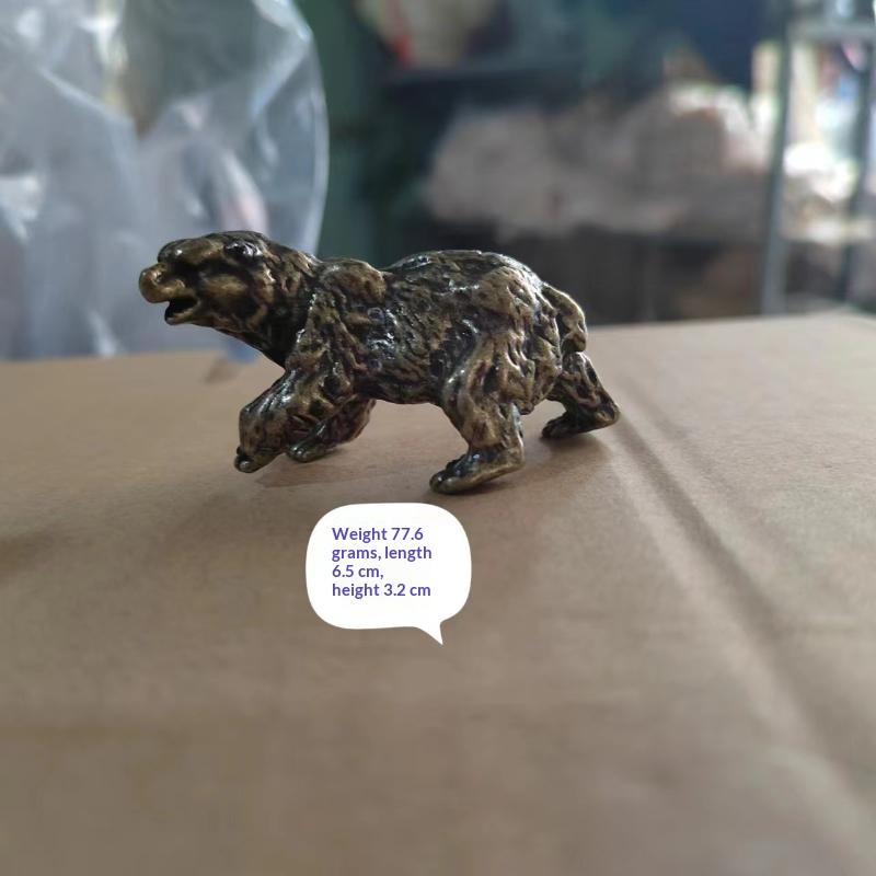 Alloy Bear Desktop Figurine Exquisite Engraved Texture Rustic Vintage Finish Mini Decor Statue for Home Cafe Shop Counter Ornament