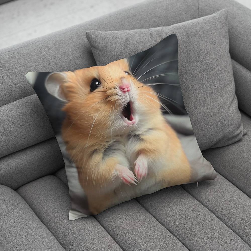 Cute Hamster Pillow Case For Home Bedroom Car Office Decoration Living Room Sofa Cushion Cover Suitable