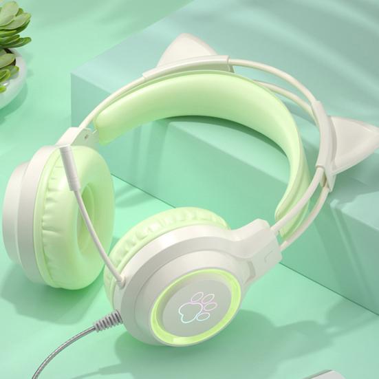 Wired Earphone 360 Degree Surround Sound Noise Cancelling with Mic RGB Light Wired Headset Gaming Supplies