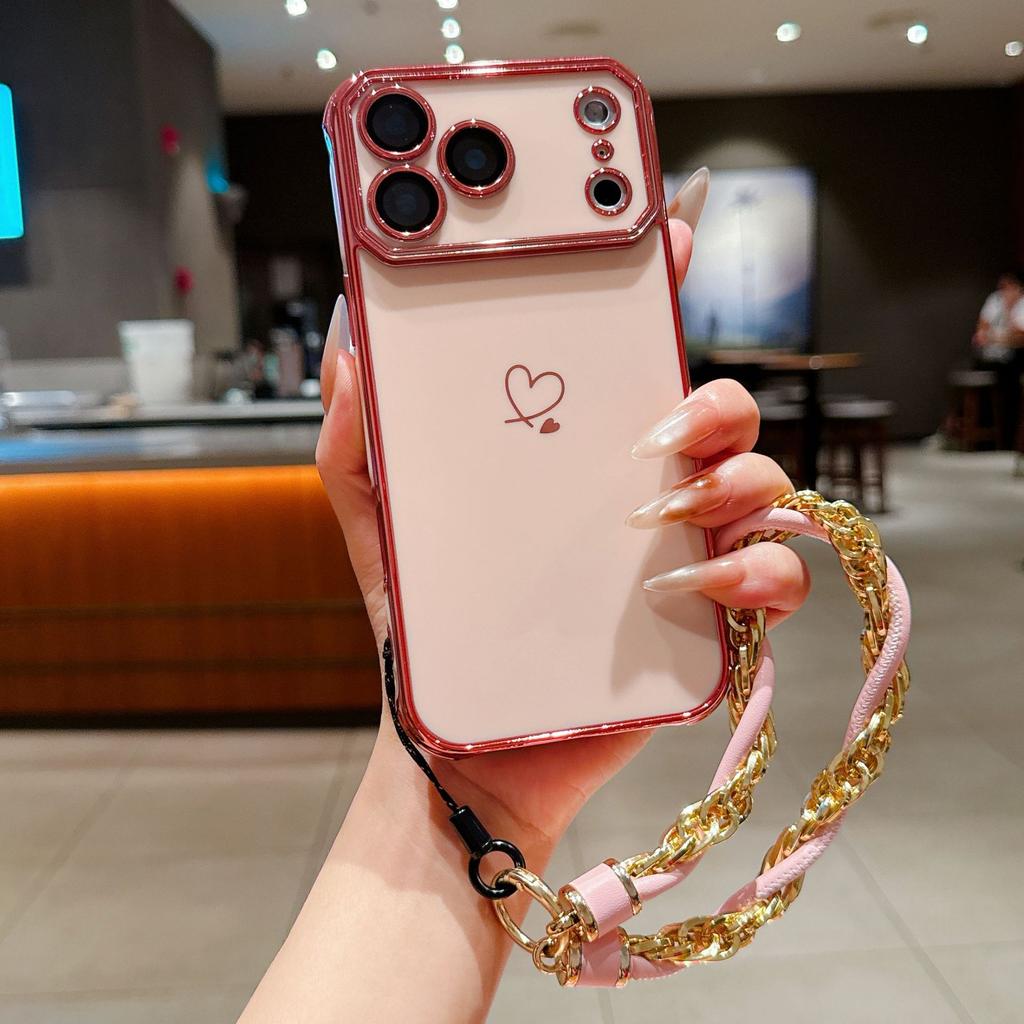 Applicable To iPhone11Promax Large Window Electroplating Mobile Phone Case Apple 11 Anti-drop Double Love Belt Lanyard