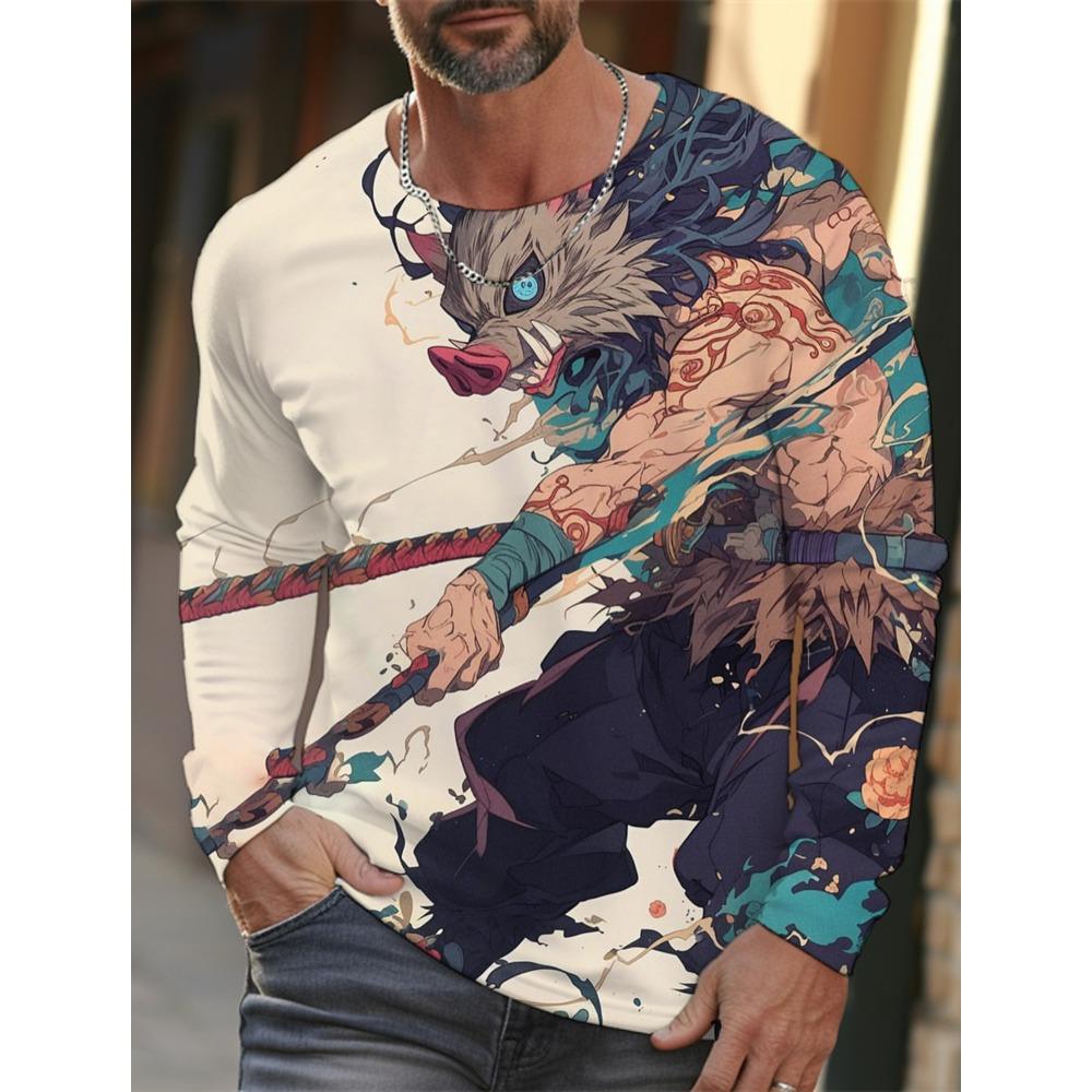 Men's Long-sleeved T-shirt 3D Printing Anime Printing Men's Long-sleeved T-shirt Autumn Tops