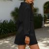 Women's Fashionable Oversized Tunic Long-Sleeve Waist-Defining Shirt Casual Dress