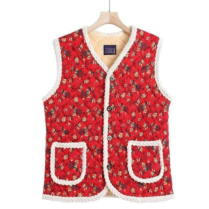 

Plus Velvet Thickened Warm Vest Autumn and Winter Clothes Western Style Vest Plaid Waistcoat Large Size 6XL