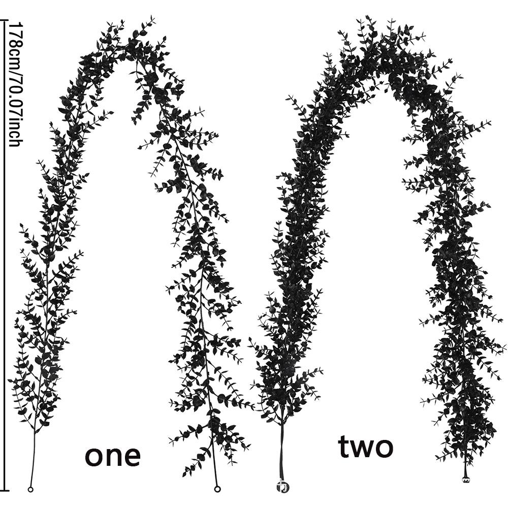 

5.8ft Black Eucalyptus Garlands Artificial Eucalyptus Garland Halloween Garland Black Leaves Fake Hanging Eucalyptus Vines 1Pc чёрный