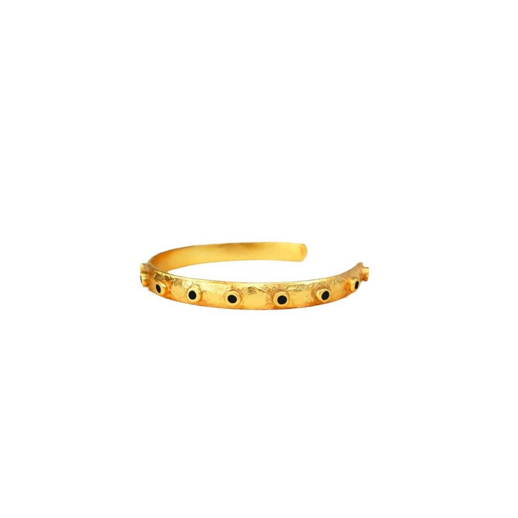 Fashion Commuter Must Enter Retro Brass Plated 18K Real Gold Unique Personality Drip Glaze Fashionable Hipster Opening Bracelet Women