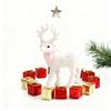 Christmas Reindeer Figurine Plastic White Elk Sculpture with Scarf Small Deer