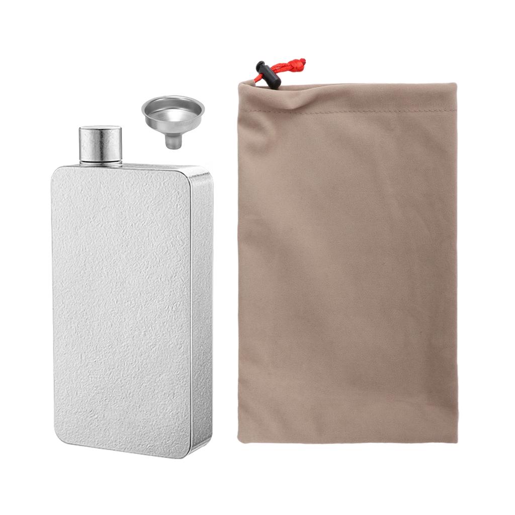 400ml Pure Ti Fles Outdoor Draagbaar Lichtgewicht Vierkante Ti Likeurfles met Roestvrijstalen Trechter Lekdicht voor Bar