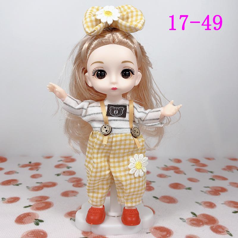 17cm 8-Point BJD Princess Doll with Denim Wedding Dress - 6-Inch Dress-Up Toy Set with Tops and Shorts