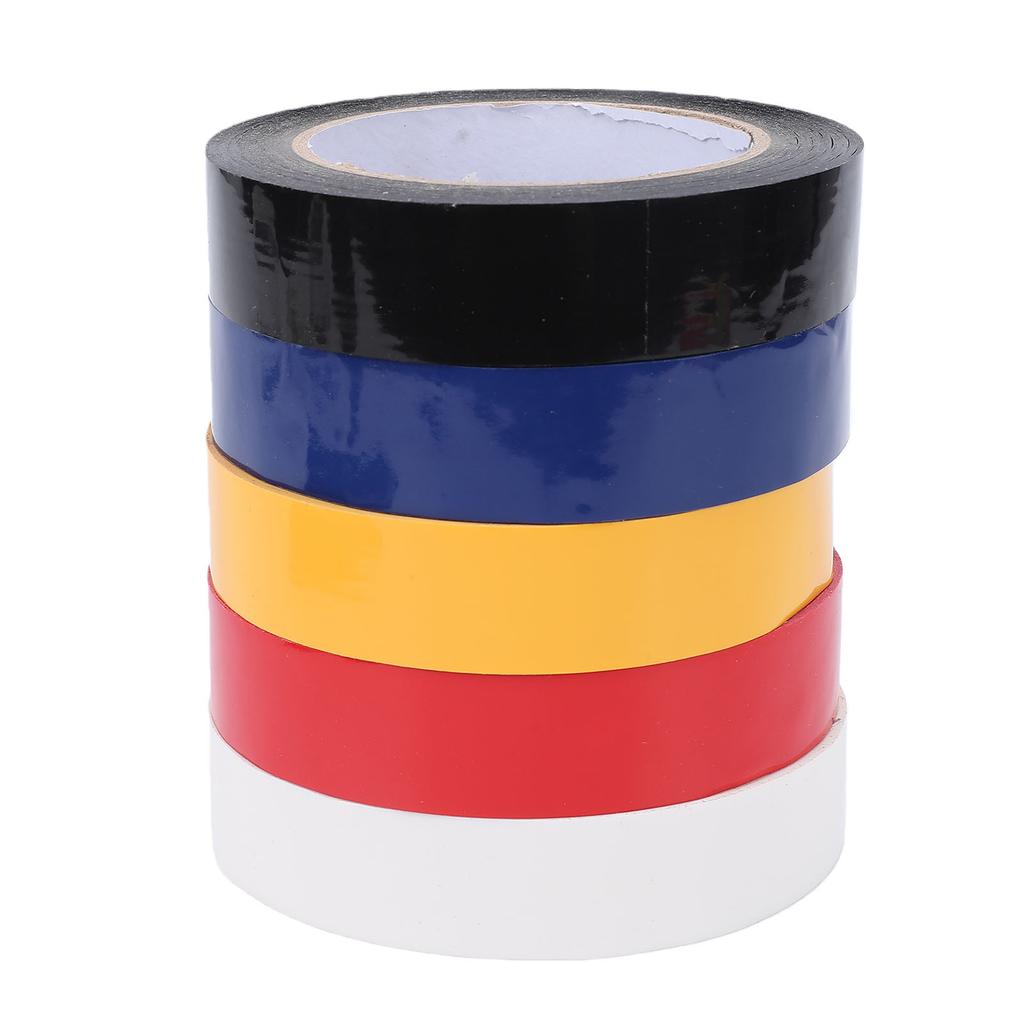 5pcs Floor Marking Tapes Yellow Red Blue Black White 1 Inch Width Vinyl Floor Tapes for Outdoor Sports Field Social