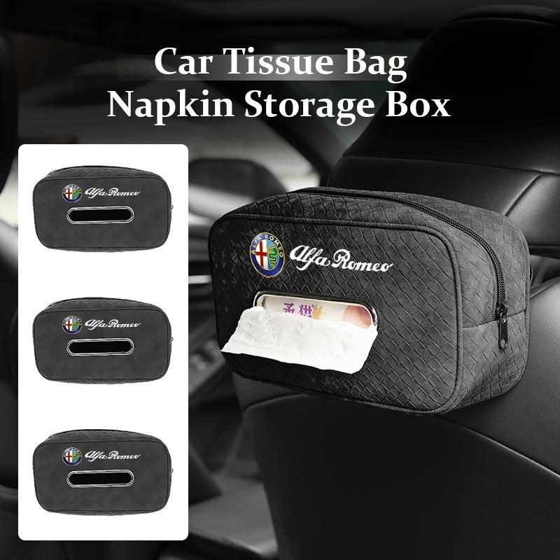 Car Tissue Box Holder Center Console Armrest Napkin Box For Alfa Romeo Giulia 147 Mito 156 159 166 GT Stelvio Brera Volante
