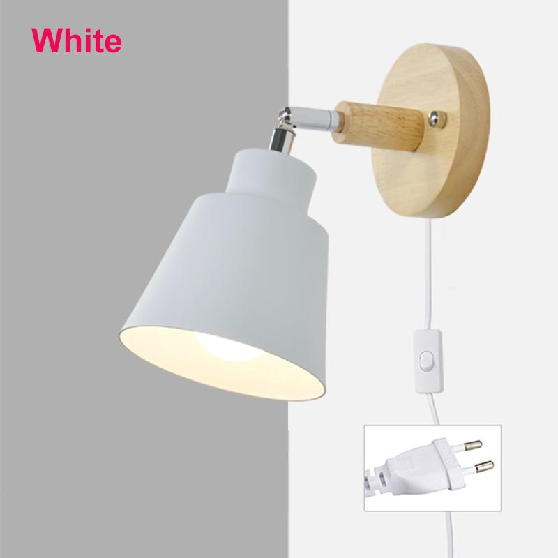 

Nordic настенный светильник для помещений DIY E27 деревянный 6 цветов EU/UL вилка 350° настенные светильники для гостиной спальни прохода бра светильники Decov EU Plug белый