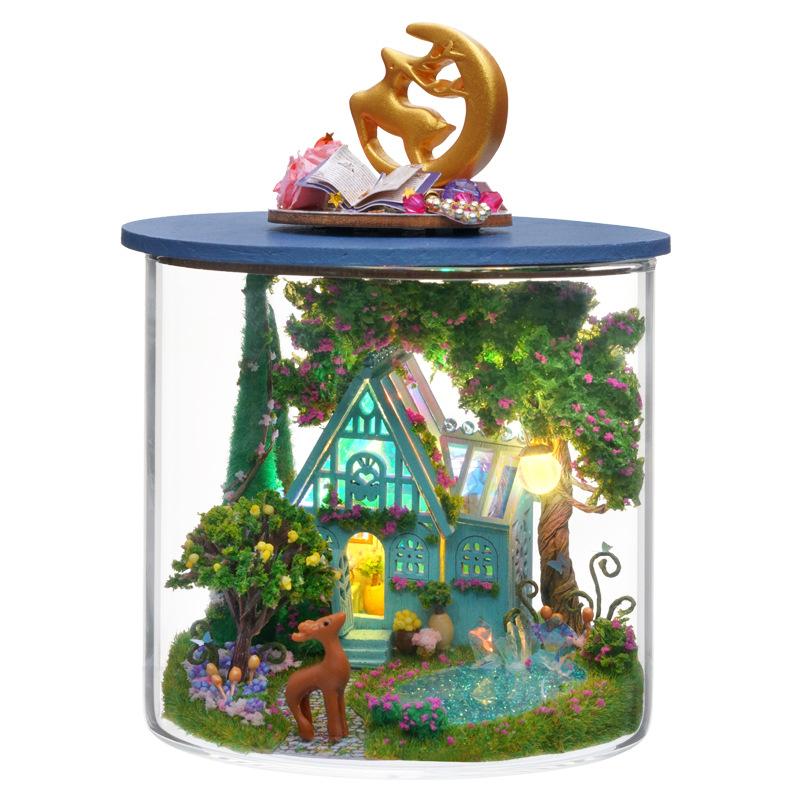 Dream Bottle Model Kit DIY Mini Doll House Handmade 3D Puzzle Assembly Toy Home Creative Room Bedroom Decoration with Furniture