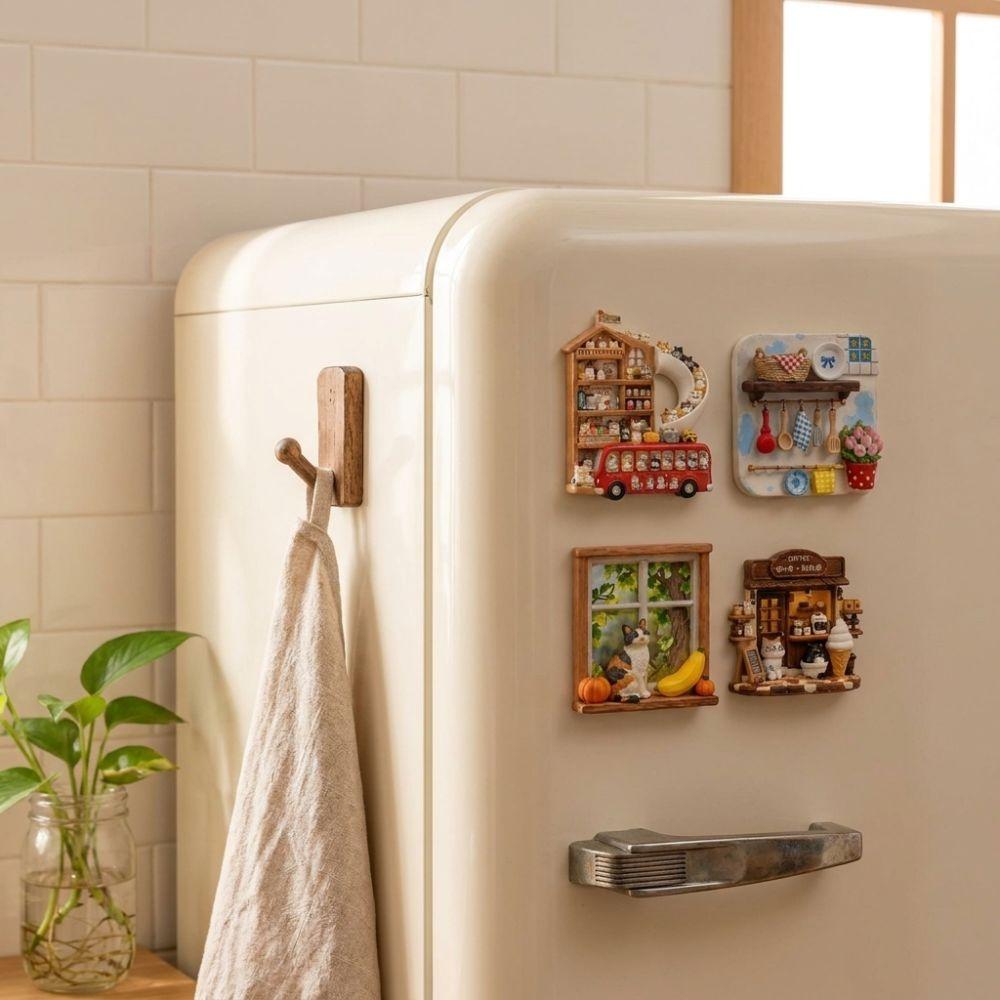 Resin 3D Embossed Refrigerator Sticker Cat Themed Home Decoration Magnets Refrigerator