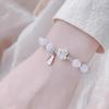 Cat's Eye Stone Bracelet with Lotus & Seed Pod / Fortune Plaque, New Chinese Trendy Unisex Jewelry