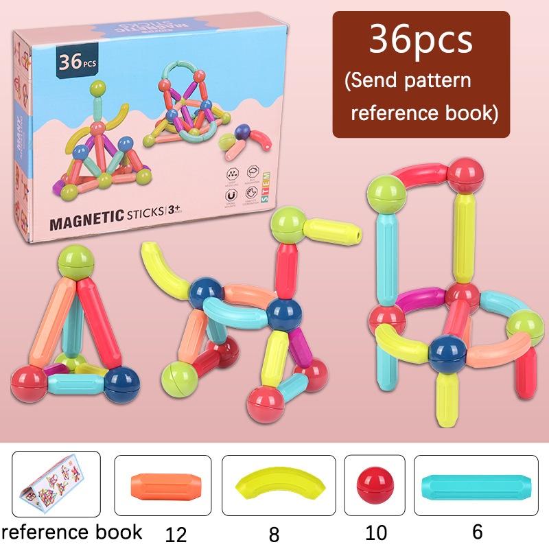Magnetic Building Blocks Construction Toy Set For Kids 64pcs/12pcs Christmas Gift For Boys And Girls Abs Material Colorful Shapes Logical Thinking