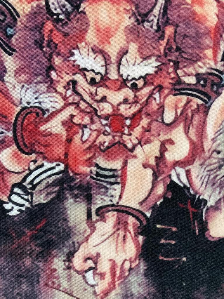 Hand Towel Part 3 by Kyosai Kawanabe Ukiyo-e "Thunder God"