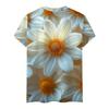 Women's Summer Round Neck Short Sleeved T-shirt Paired with 3D Floral Print Casual Top Breathable and Machine Washable Suitable for Outdoor Daily Wear