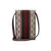Gucci Ophidia Logo Stripe Web Canvas And Leather Phone Bag Unisex Shoulder Bag Ebony 625757-96IWT-8745