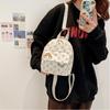 Fashion Cartoon Printed Mini Backpack Adjustable Shoulder Strap Corduroy Small Schoolbag Zipper Women's Backpack Women