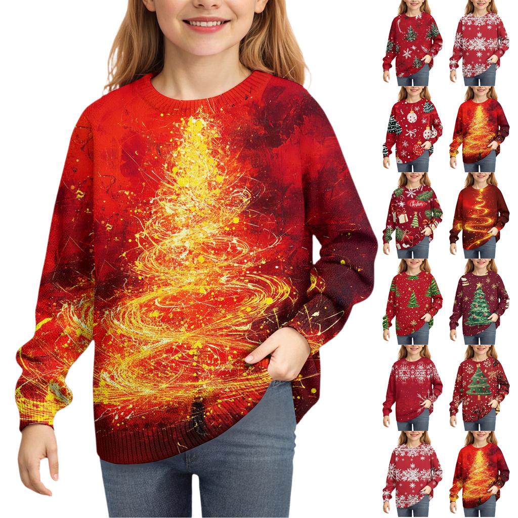 Christmas Day Sweatshirts For Children Boys And Girls Knit Sweater Cute Shirt Fall Crewneck Pullover Tops