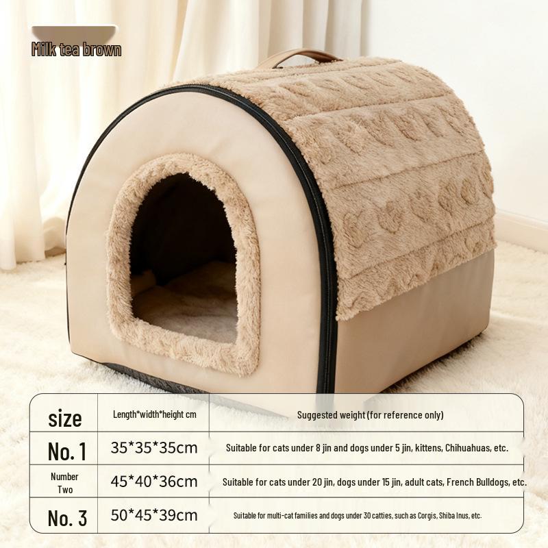 Universal Enclosed Cat Bed: Thick, Warm, Washable Nest for Deep Sleep