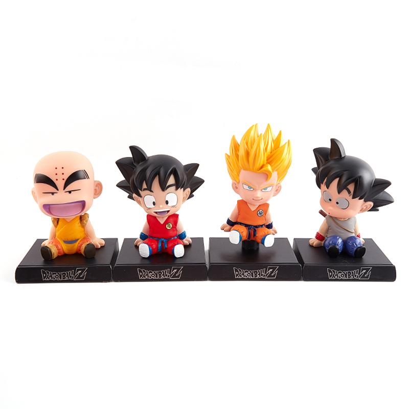 Dragon Ball Goku Kuririn Shaking Head Doll Toy Model Phone Holder Car Decoration