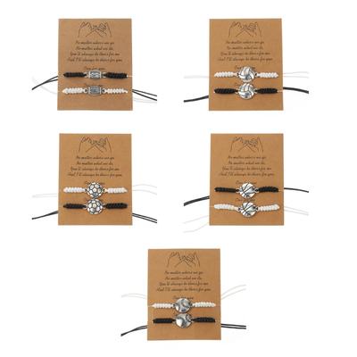 Unique Handwoven Bracelet Accessories with Football Basketball Baseball Pendant Hand Bangle Unisex Wax Line Bracelet