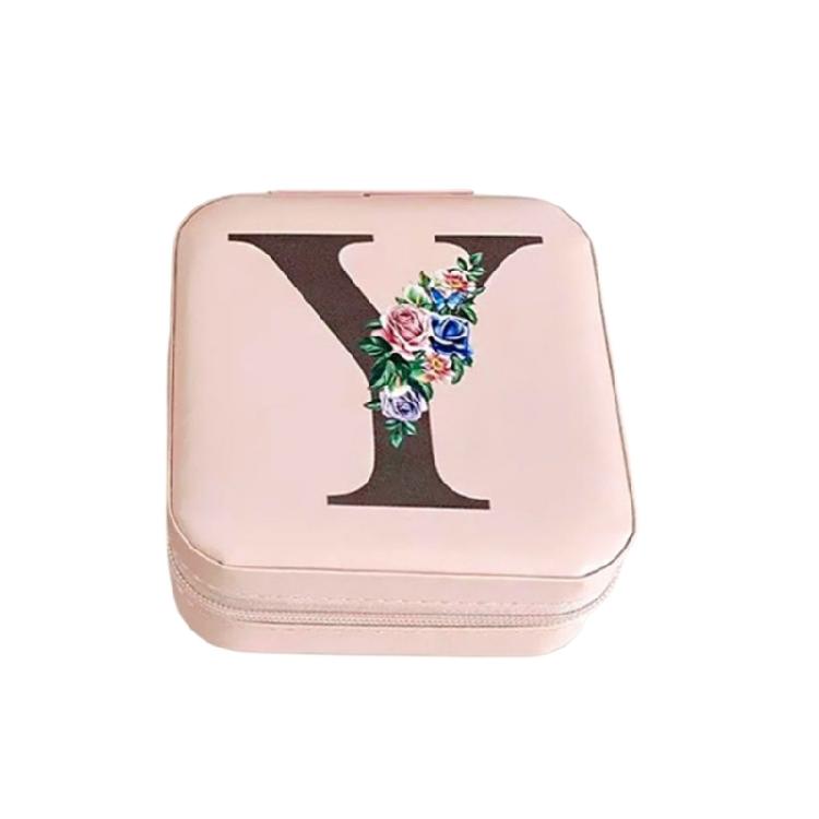 Jewelry Travel Organizers Letter Pattern Small Jewelry Container Fashion Portable Case PU Texture for Fashionable Lover