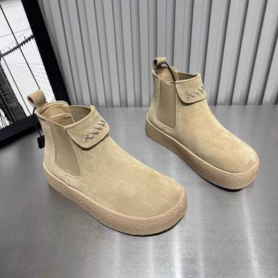 Version cuir souple~ Chaussures Boken pour femmes automne 2025 nouvelles à tige haute à semelle plate à tête de poupée chaussures décontractées bottines courtes pour femmes moches mignonnes tendance