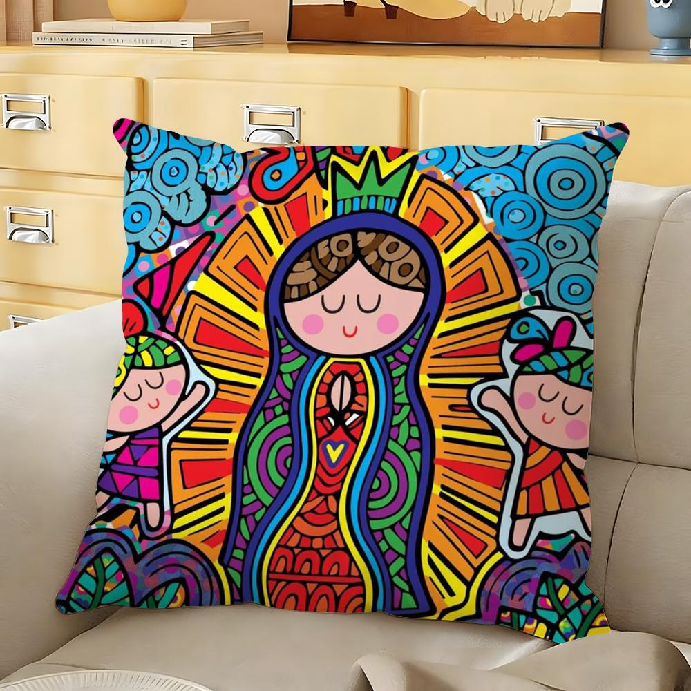 

Cartoon Virgin Mary Art Cushion Cover Soft Durable Reversible Pillow Cover Home Car MultiScene Daily Comfort Pillowcase 30X30cm