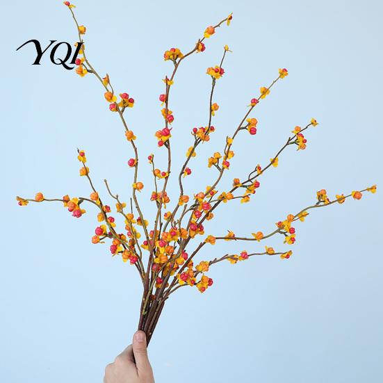 Fade Resistant Artificial Flowers Long Bittersweet Branches, Fall Berry Stems for Vase, Faux Plants DIY Floral Craft Supplies Branches Thanksgiving
