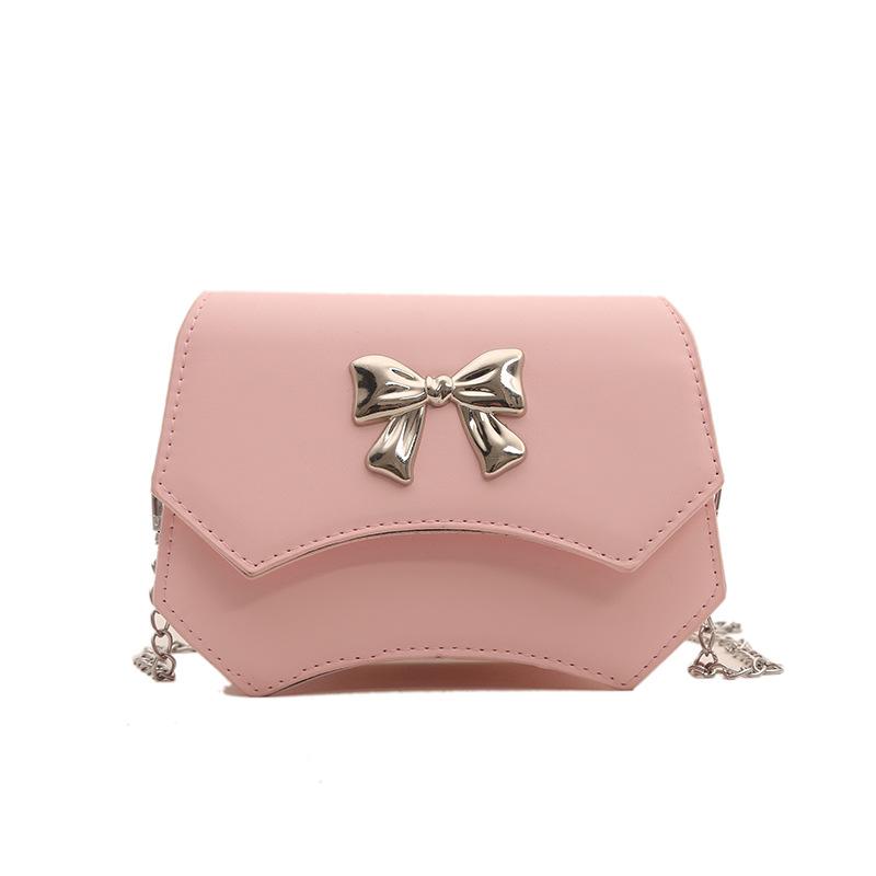 Women'S Gentle Texture Bow Chain One Shoulder Messenger Bag Women'S Spring Small Square Bag Foreign Style Women