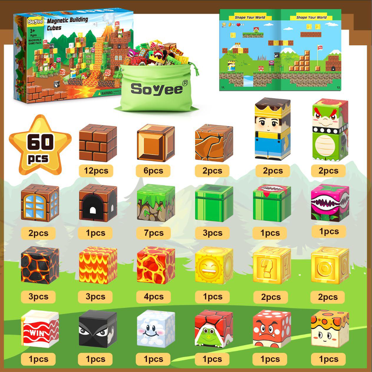 Cross-Border My World Magnetic Cube: Six-Sided Strong Magnet Educational Toy Set for Children Boxed