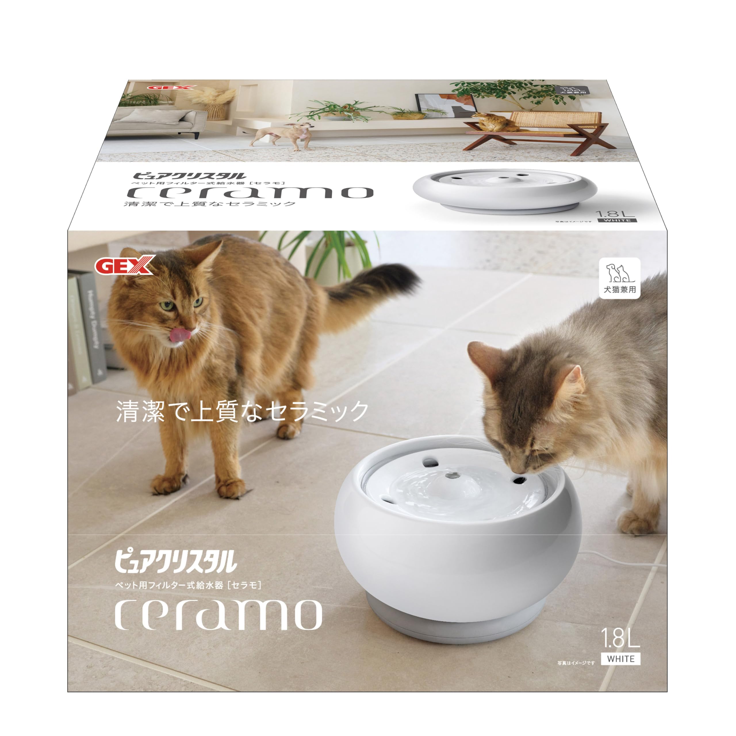 

GEX Pure Crystal Ceramo Белый Керамический Автоматический Фонтанчик для Воды для Собак и Кошек с Тихим Насосом 1.8 л белый