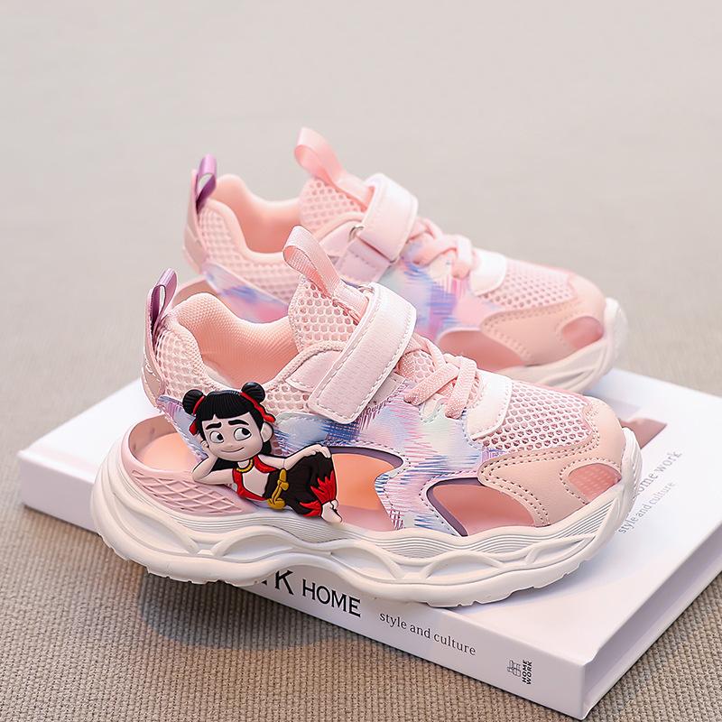 

Girls Summer Hollow Soft Sole Sports Sandals Kids Fashion Mesh Shoes size 26 розовый