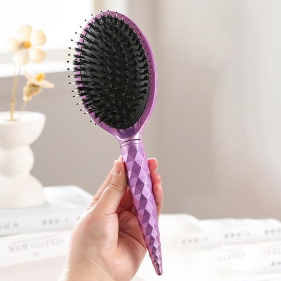 Boar Bristles Hair Brush with Ergonomic Handle Anti-static Scalp Massage Air Cushion Comb Men Women Portable Hair Styling Detangling Brush