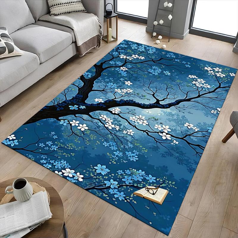 1PC flowering tree Flannel Blanket Carpet Ultra Soft, Thick & Absorbent, Non Slip Machine Washable Mat for Entryway