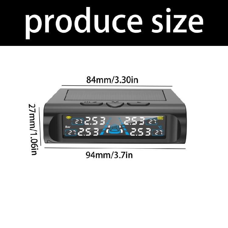 Car Tire Pressure and Temperature Monitor Solar Power 4 External Sensors Real Time Alerts Real Time TPMS Monitor