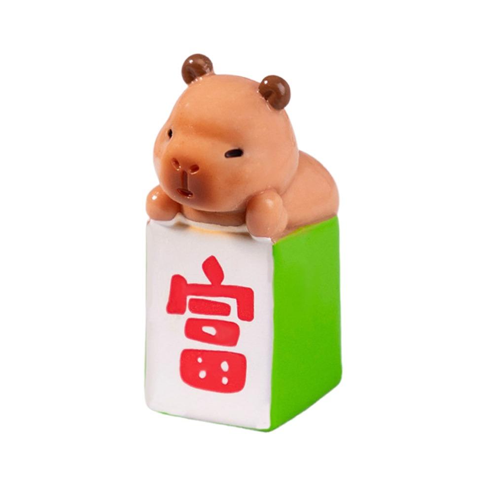 Chinese New Year Cartoon Capybara Figurines Resin Getting Rich Lucky Charm Cute Car Ornament  Gift